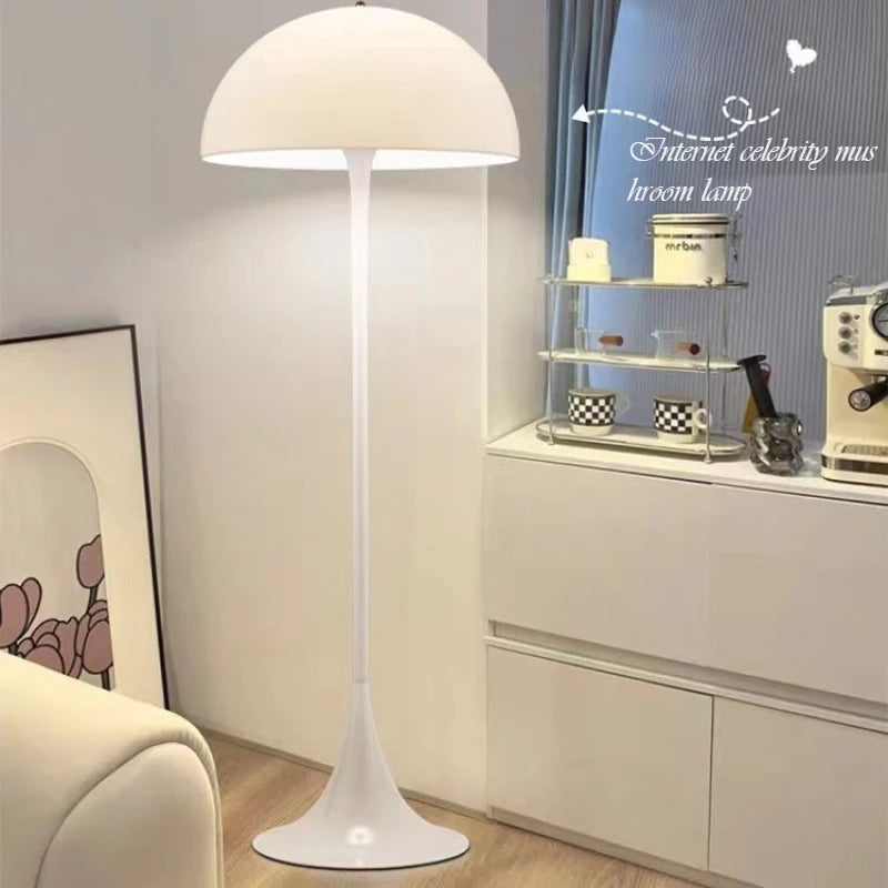 Modern Danish White Mushroom Shaped Down Up-Down Shade Dimmable LED Round Aluminum Iron Base Floor Lamps/LED Bulbs Included