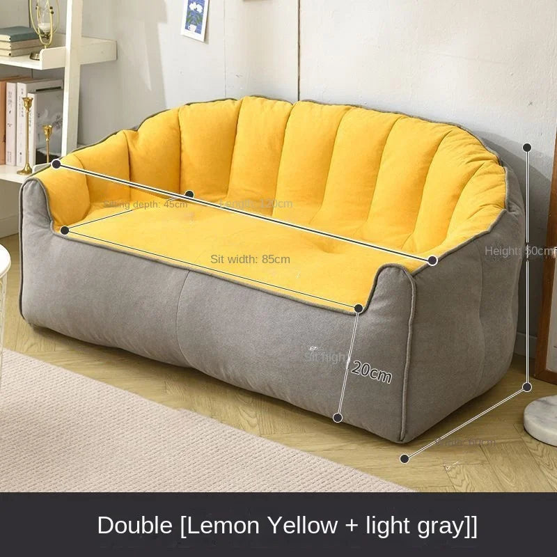 ZISIZ Modern White-Dark Gray Q-Bomb 3D Rebound Uniform Support Upholstered Padded Soft Fluffy Snow Velvet Fabric Removable Washable Lazy Lightweight Double Seats Side Pocket Bean Bag Chair Sofas/Colors-Gray/Beige/White/Striped/Yellow/Geometric