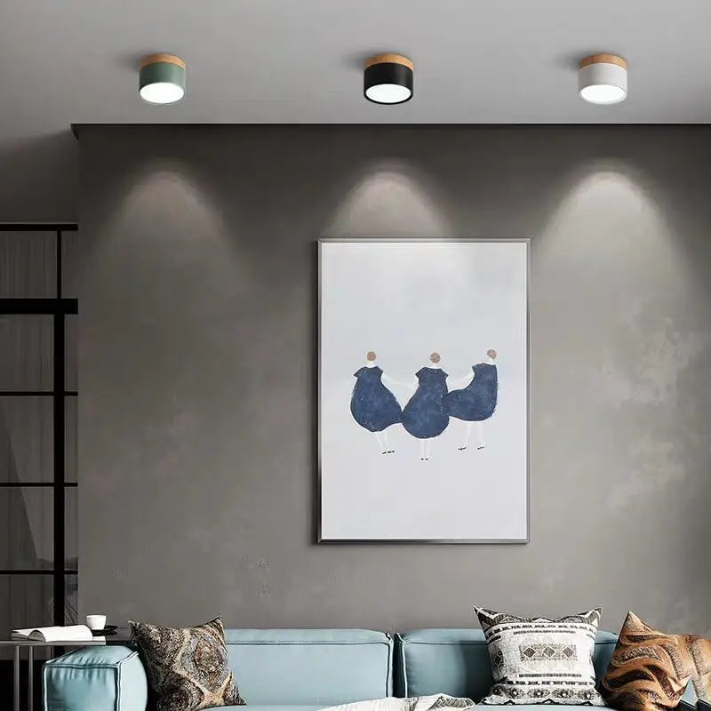 Modern Aluminum LED Warm-Cool White Downlight Dimmable Round Mounted Ceiling Spotlights/Colors-Green/White/Black/Blue/Yellow/Gray
