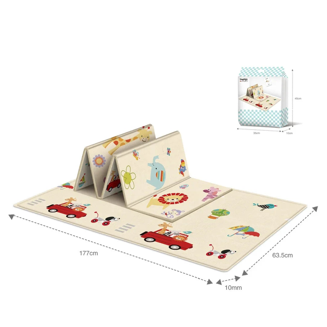 Baby Folding Mat, Large Tummy Time Folding Baby Crawling Mat Outdoor or Indoor Use, Portable Cute Double Sides Crawling Mats