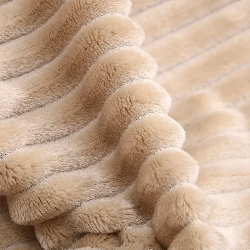 Solid Colored Striped Pattern Soft Warm Coral Fleece Polyester Flannel Blankets/Colors-Light Gray/Dark Gray/Dark Blue/Sky Blue/ Purple/ Yellow/Coffee/Pink/Khaki/Ivory/Machine Washable
