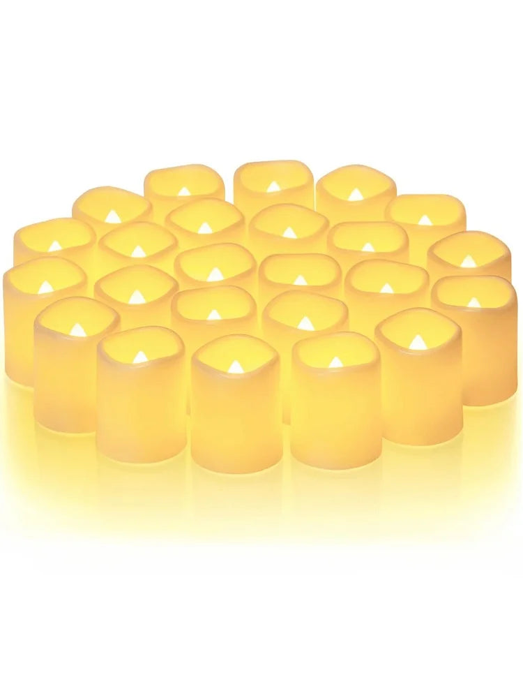 Flameless Flickering Plastic LED Electronic Small Tealight Candles/ 2-AC10 Battery Included/On-Off Switch/Colors-White/Yellow