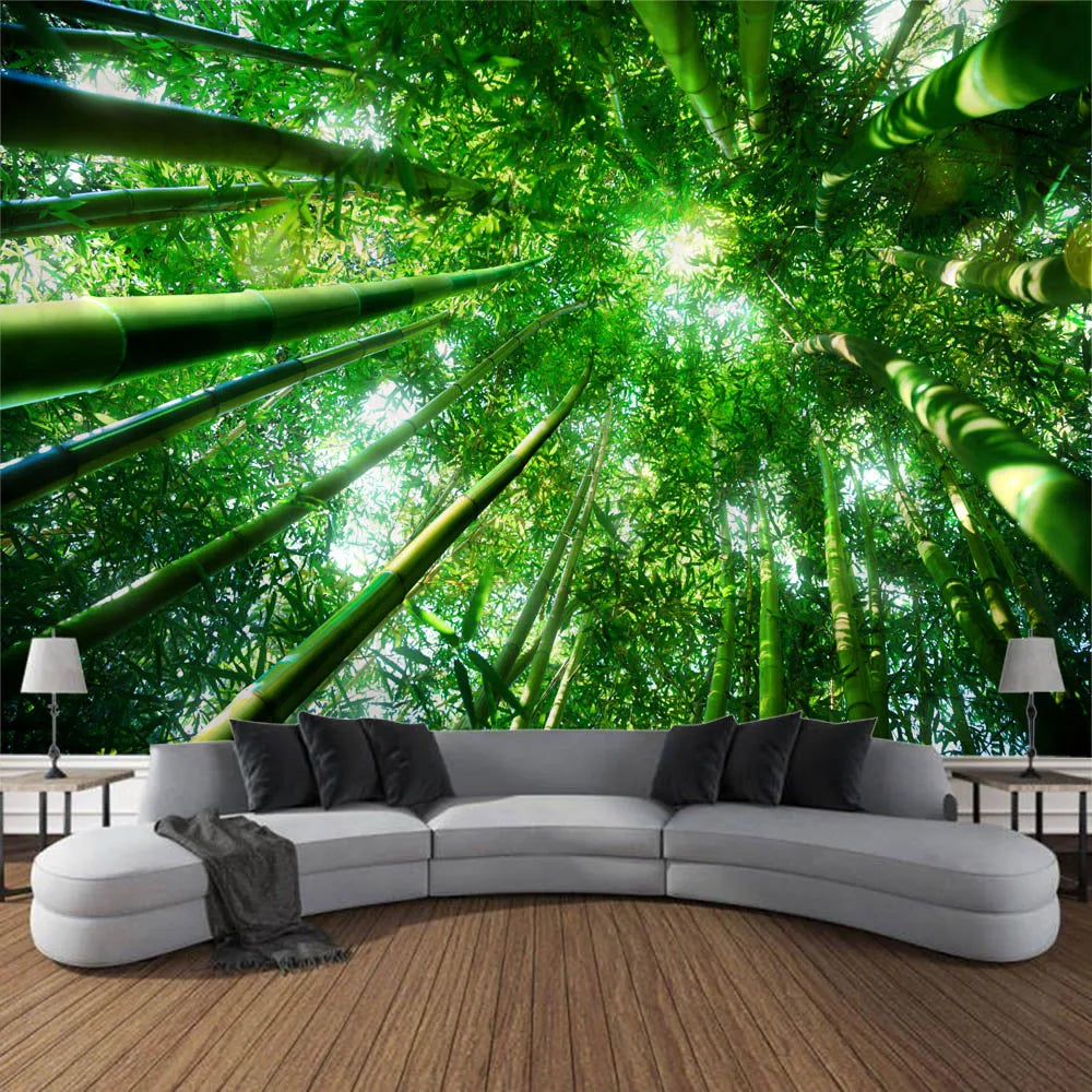 Bamboo tapestry natural landscape 3d printing wall hanging home decoration aesthetics room art wall decoration blanket