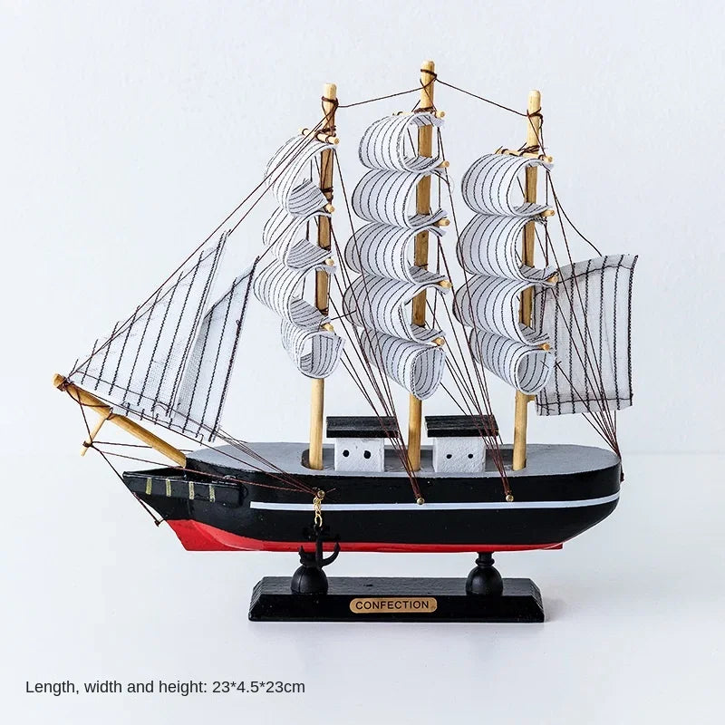 Wood/Fabric Nautical Sailboat Models/Colors-White/Black/Blue