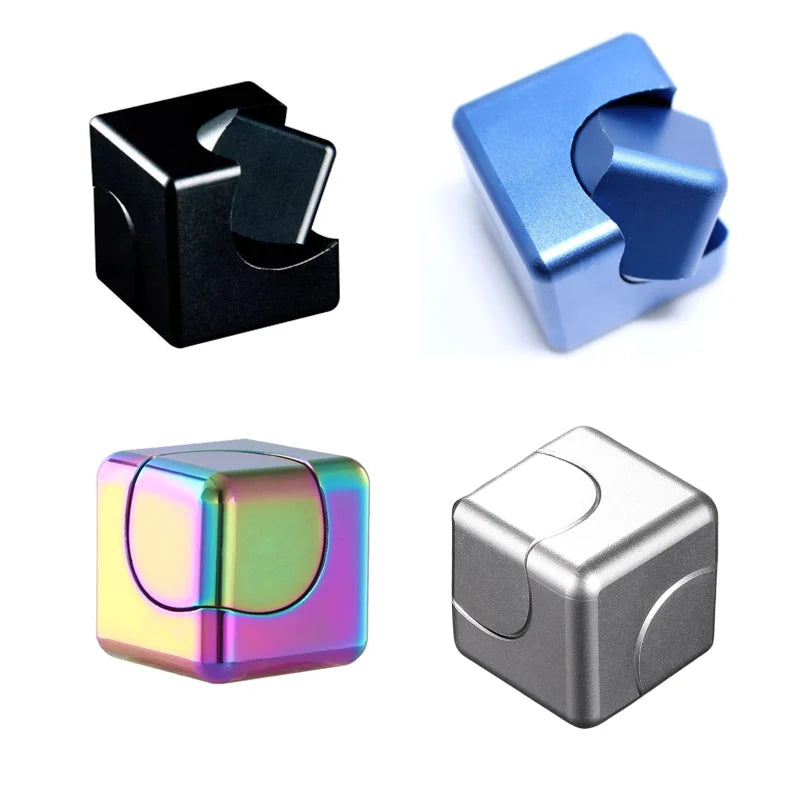 Precision Hand-Eye Square Cube Shape Metal Spinning Top Rotating Twistable Travel Fidget Toys/Colors-Black/Red/Blue/Multicolor/Ages: 13-18 + Years Older