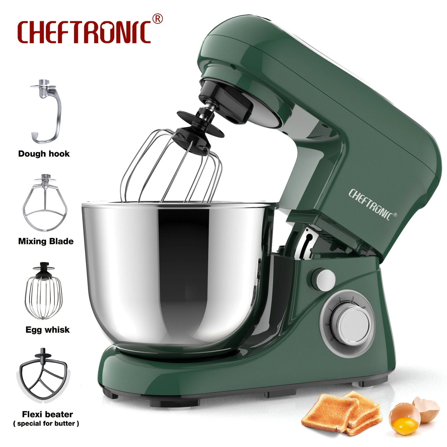 Kitchen Plastic 6 Speed Tilt-Head-Anti-Slip Portable Lift Lock Electric Mixers/4 Strong Suction Cup Bottom/ Accessories Included/Colors-Beige/Green/White/Pink/Black