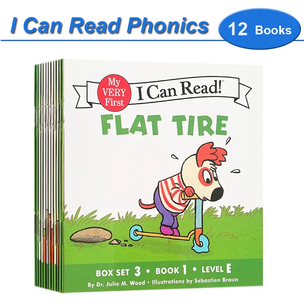 Kids 12 PCS Multicolor Paperback Educational My Very First English Picture Books-I Can Read Phonics Sets/ 12 Pages Per Book/Ages: 3-12 Years Old