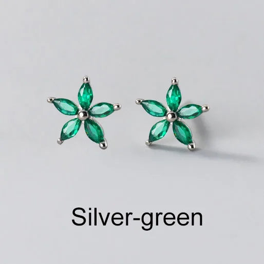 INZATT Real 925 Sterling Silver Colourful Zircon Star Stud Earrings For Women Party Trendy Fine Jewelry Minimalist Accessories