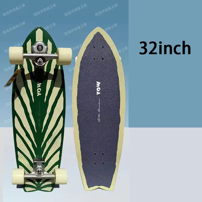 YOW Whole Kits Land Surf Skateboard Longboards w/ Trucks Wheels Bearings/And Tool/Colors-Black/Blue/Red/Striped/Yellow/Multicolor