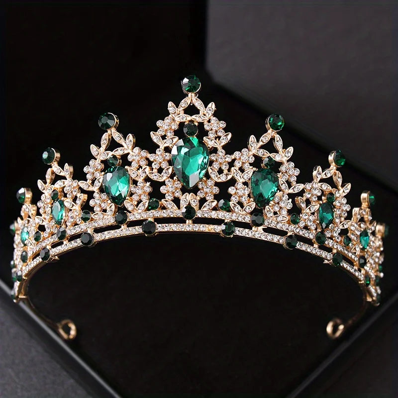 Adult Women Handmade Zinc Alloy Crystal-Rhinestone Bridal Hair Tiaras/Colors-Silver/Red/Blue/Gold/Pink/Floral