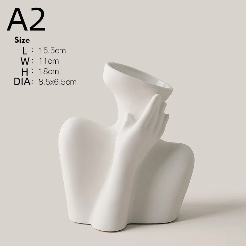 New Creative Human Vase Living Room Flower Arrangement Container Ceramic Flower Pot Decoration Home Decoration Accessories