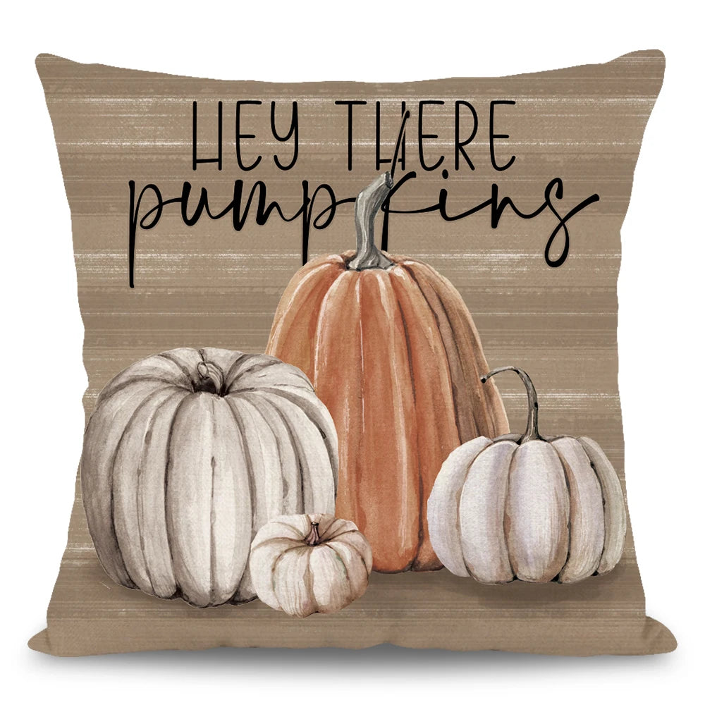 1pc-4pcs Brown Polyester Fall Square Handed-Printed Pumpkin/ Pickup/ Throw Pillows COVERS Set/Without Pillow Core/Sizes : 45cmX45cm 18inchX18inch