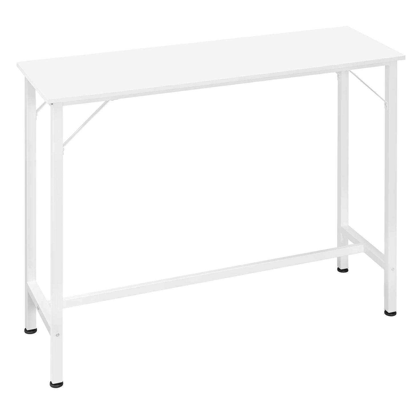 Wood Top Rectangle Narrow High Console Metal Framed Reinforced Bars Cocktail Table/Colors-Black/White
