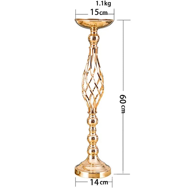 Classic Gold Plated Twisted Road Iron Cup Column-Ball Candleholders