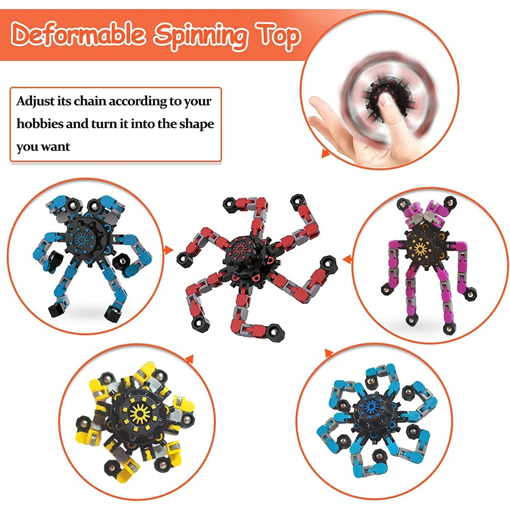 12-16 PCS Plastic DTY Funny Adjustable Transformable Mini Robotic Fingertip Spinners Foldable Anxiety-Stress Relief Fidget Toys/Ages: 13-18 Years Old Adults/Color-Black/Yellow/Multicolor