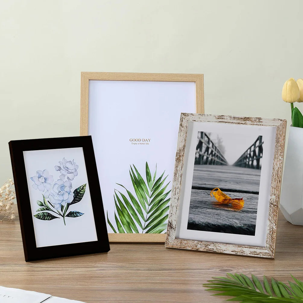 Modern Rectangle Brown Wood Standing-Hanging Photo Frames/ Many Various Sizes: 5 x7 inch/5 x 9 inch/11 x 15 inch