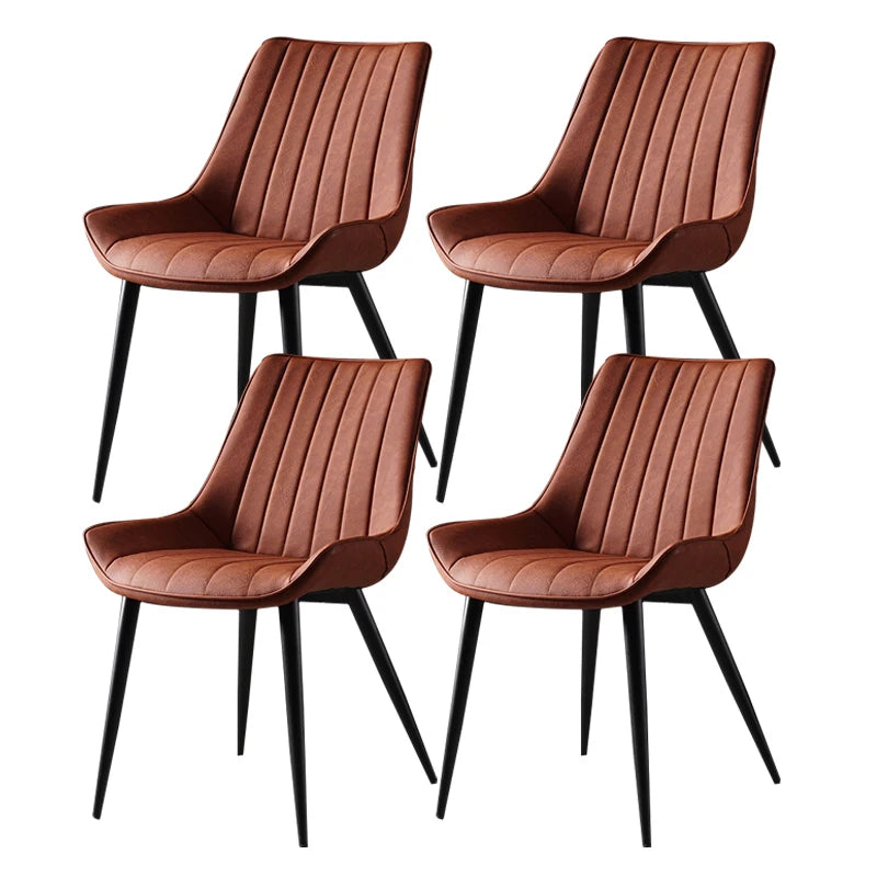 4 pcs Nordic Armless Leather Upholstered Backrest-Seat Dining Chairs/Colors-Black/Green/Brown/Beige/Orange/Gray