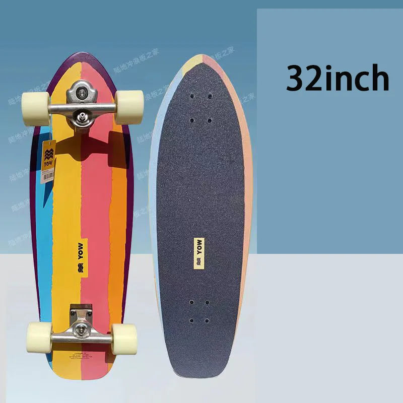 YOW Whole Kits Land Surf Skateboard Longboards w/ Trucks Wheels Bearings/And Tool/Colors-Black/Blue/Red/Striped/Yellow/Multicolor