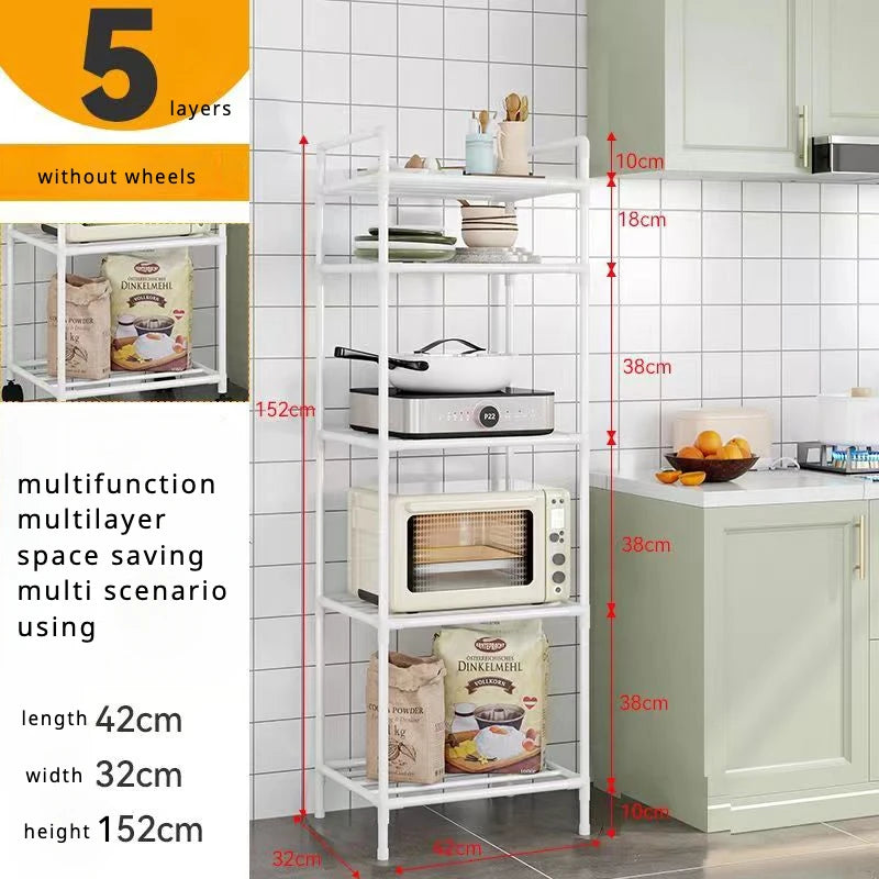 Small Kitchen Storage Cart w/ Wheels/Colors-White/Black