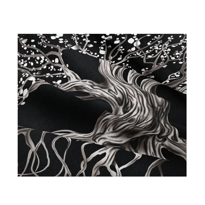 Decorative Polyester-Cotton Black Background-White Printed Nature Tree of Life Design Wall Tapestries/Colors-Black/Orange/Navy Blue/White/Yellow/Multicolor