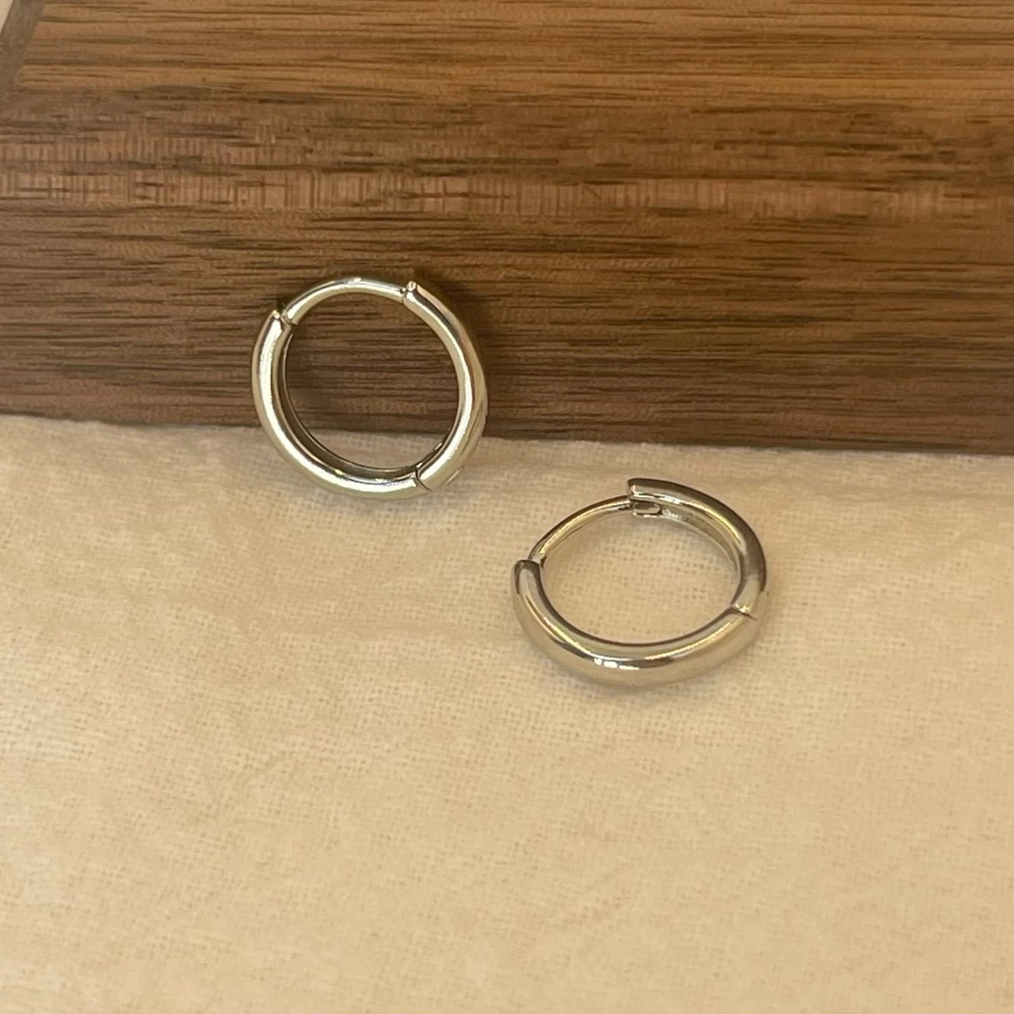 Vintage Gold Imitation Silver Stainless Steel Round Huggie Hoop Earrings