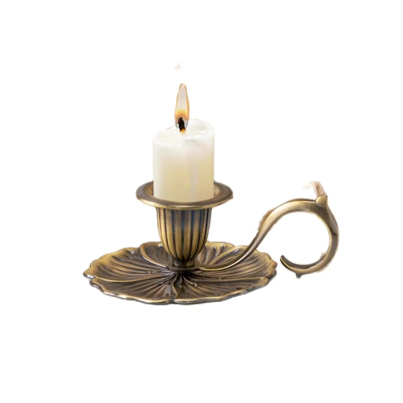 No-EN-Name-Null Floral Bronze Metal Religious Church Villa Handicraft Matching Cup-Handle Big Tealight Candlestick Holders/Colors-Floral/Bronze