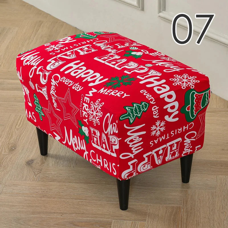 Rectangle Shaped Polyester Elastic Spandex Stretch Ottoman Slipcovers/Colors-Multicolor/Red/Floral/Black/Orange/Beige/Gray
