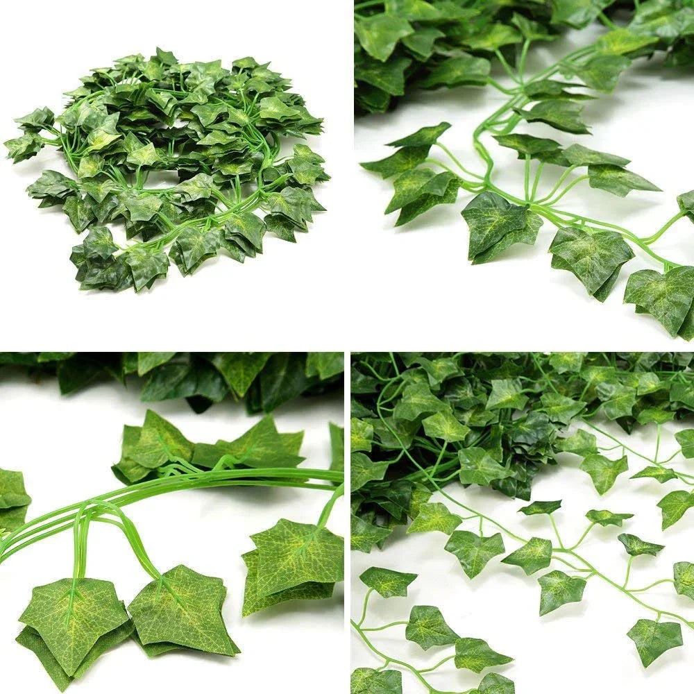 Outdoor Green 12 PCS Set Artificial Rattan Garland Non-Flowering IVY Vine Plants