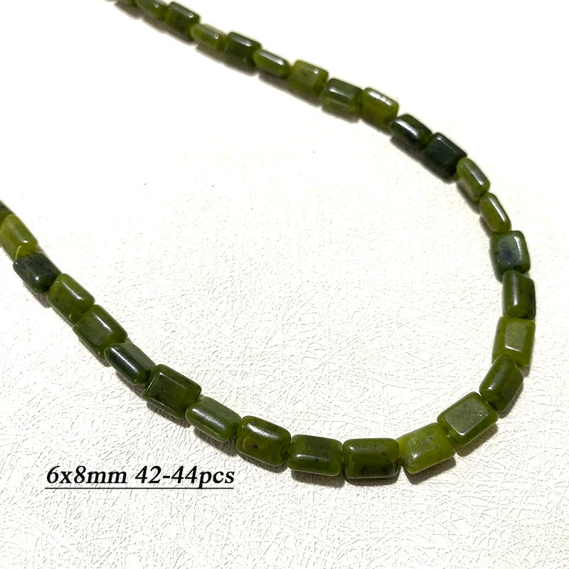 Wholesale 100% Natural Green Jade Cylinder Square Irregular Faceted Round Stone Beads for Jewelry Making Diy Bracelet Charms