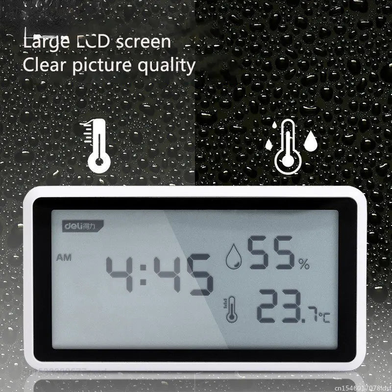 DELI Digital Large Screen Electronic Thermometer Hygrometer Weather Sensor LCD Digital Display Stand-Hang Wall Clocks/Colors-White/Black
