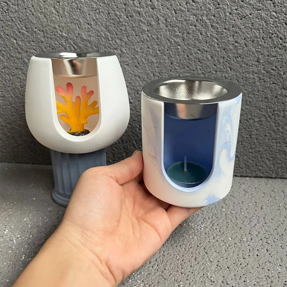 DIY Round Essential Oil Wax Warmer Holder Silicone White Milky Molds/Colors-White/Yellow/Pink/Silver