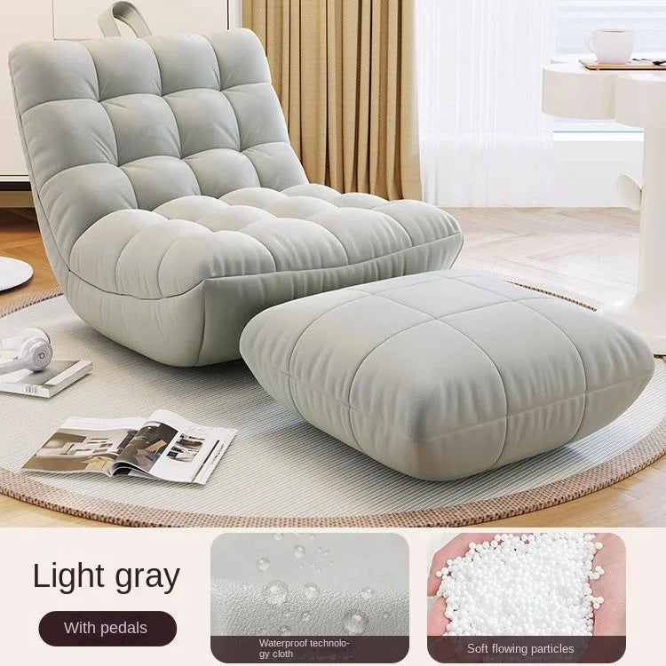 ZISIZ Modern Medium Soft Firmness Small U-Shape Mobile Orange Upholstered Padded Soft Genuine Leather Lazy Bean Bag Chesterfield Chaise Lounges /Colors-Orange/Off White/Corn Yellow/Beige