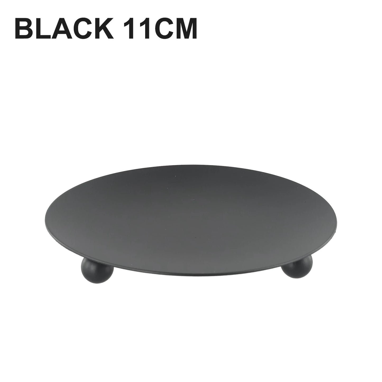 Modern Flat Iron Metal Plate Rust-Free Column Round Ball Feet Base Candleholders/Colors-Gold/Black