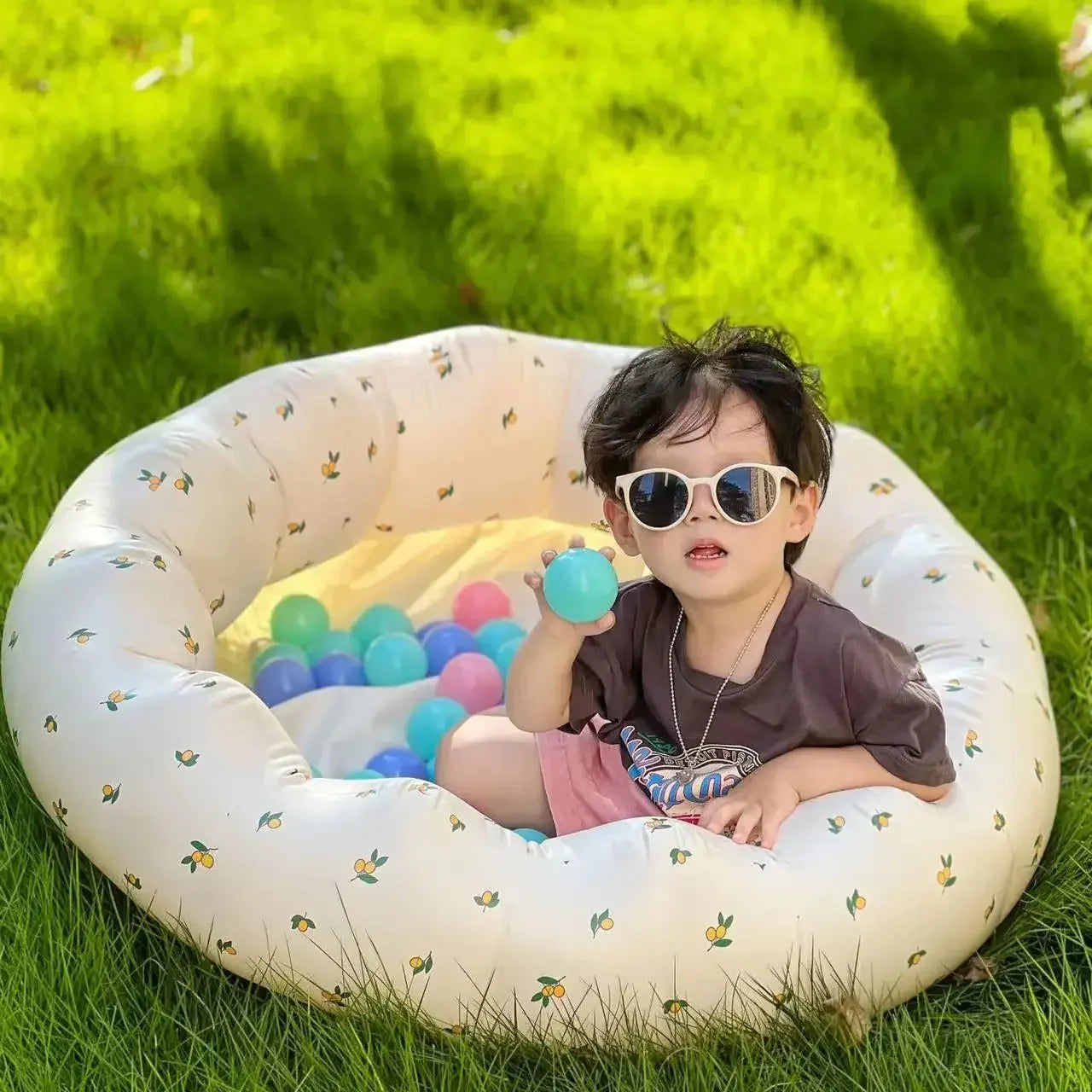 Babies Small Soft Cute Cartoon Rabbit-Bear-Lemon-Olive Design Anti-Corrosion PVC Plastic Foldable Strong Durable Inflatable Ball Pool/Colors-White/Beige/Brown/Multicolor/Animal