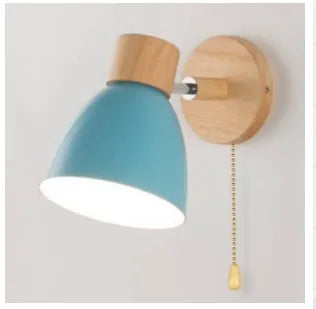 Nordic Iron Plain Dyed Up-Down Shade Direction Wall Mounted Wood Base Wall Lamps/Colors-White/Green/Yellow/Black/Gray/Pink/Bulb Cap Type E27