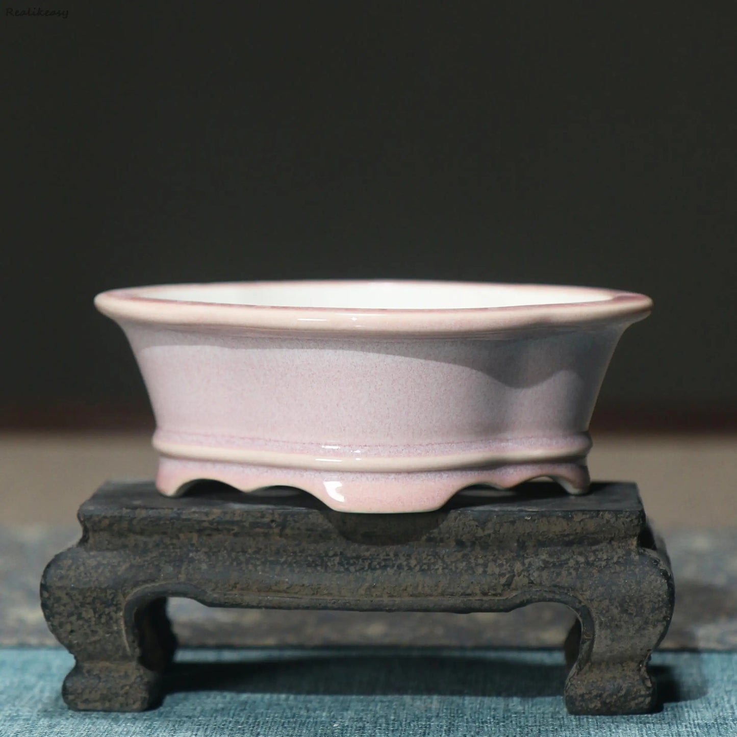 Creative Purple Sand Flower Pot Glazed Ceramic Bonsai Pot Small Flower Pot Japanese Succulent Flower Pot Home Decoration LE659