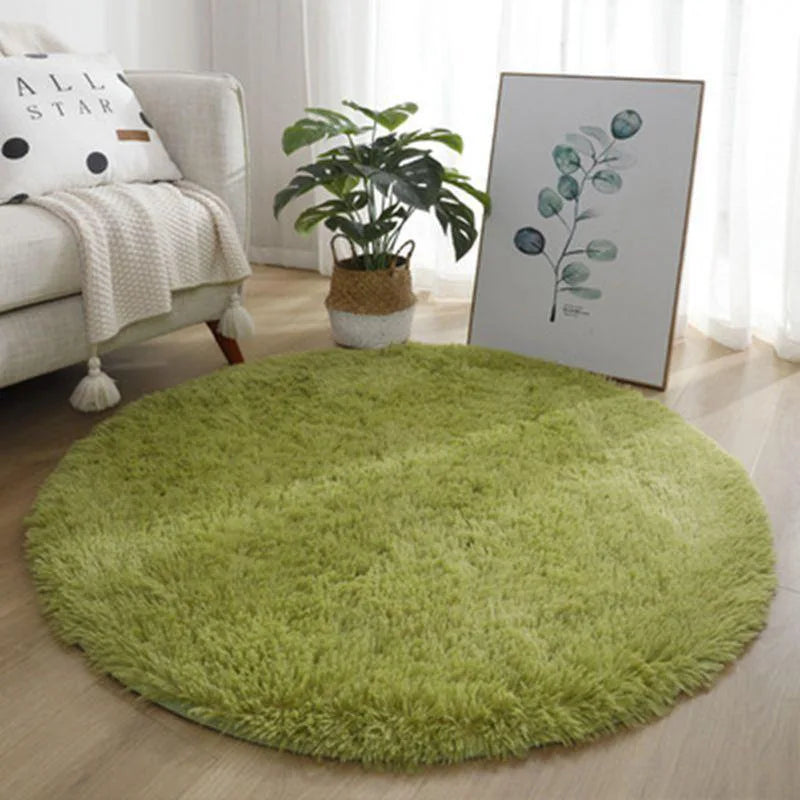 VIKAMA-100% Polyester Green/ Tie Dye Silk Wool Indoor Carpet, Anti-Slip, Fade Resistant, Hand Wash