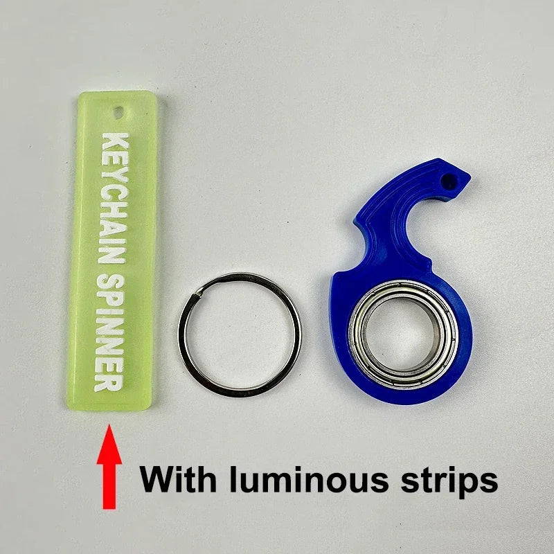 GSF Kids-Adults Multicolor Plastic Round Metal Ring Keychain Spinner Toys/ Ages : 6-18+Years Old/Colors-Black/Blue /Red/Green