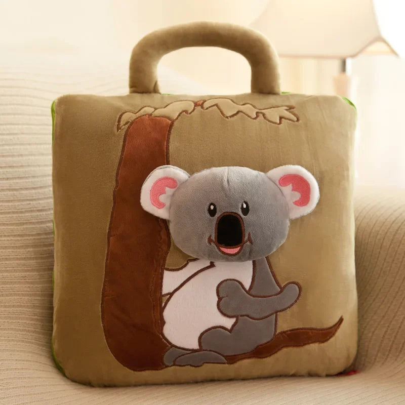 100% Polyester 2 in 1 Pillow Quilt Dual-Use Nap Animal Pillow W/ Multifunctional Folding Blanket