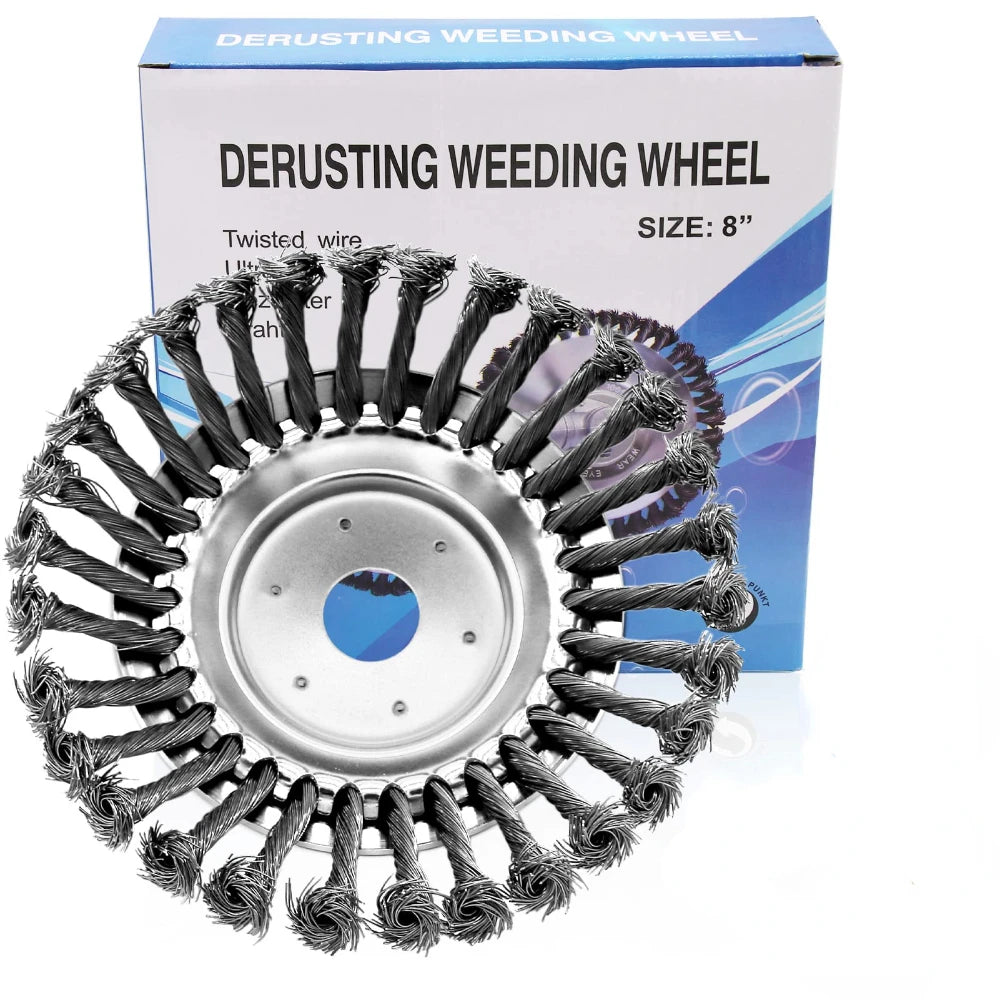 XMSJ Outdoor Round Silver-Gray Spring Steel Straight Wire Wheel Blades Weed-Brush 6-8-10 Inch Trimmer Heads