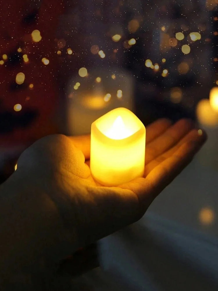 Flameless Flickering Plastic LED Electronic Small Tealight Candles/ 2-AC10 Battery Included/On-Off Switch/Colors-White/Yellow