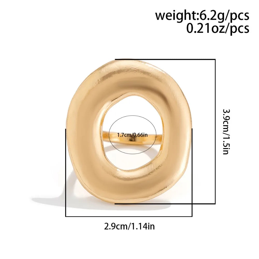 Adult Women Stainless Steel Metal Geometric Gold-Silver French Irregular Split Imitation Charm Rings