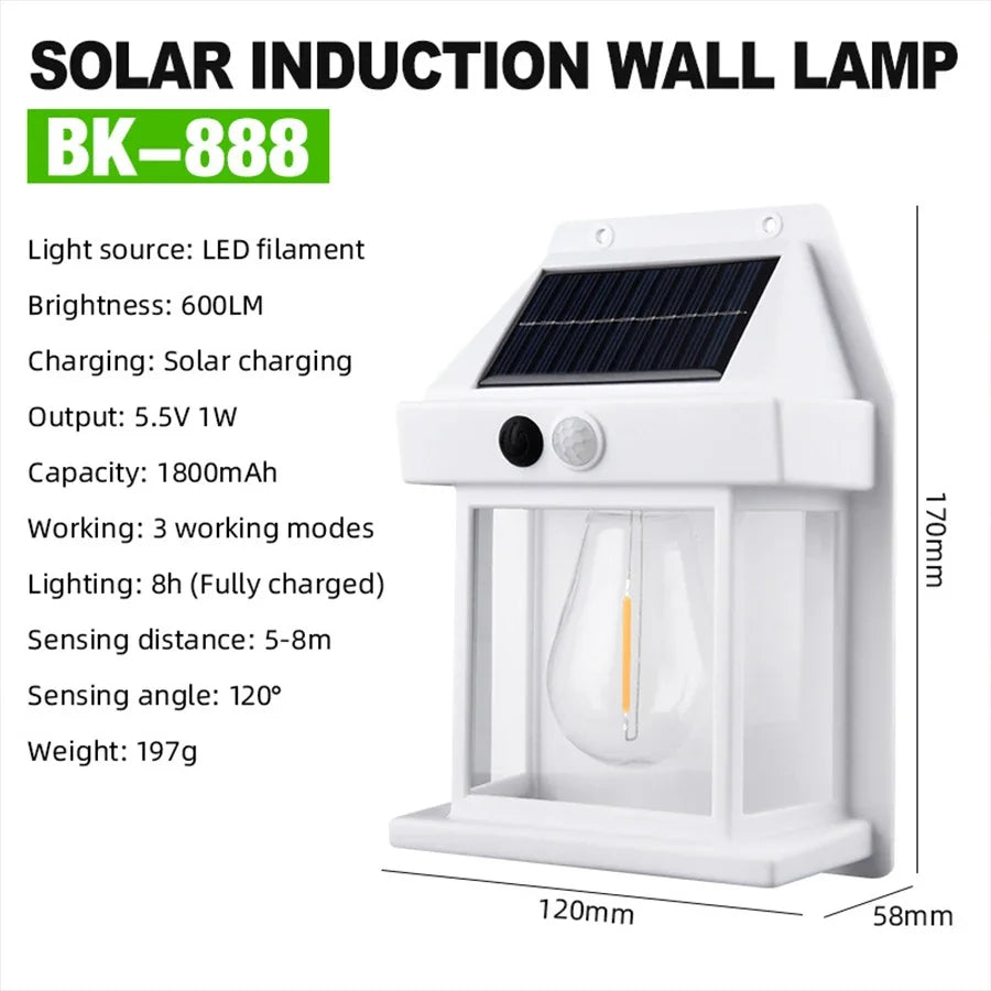 XIWANGFIR Outdoor Solar LED Bulbs Tungsten Wire Wall Light Garden Induction Lamp Garden Villa Night Light Lighting Waterproof