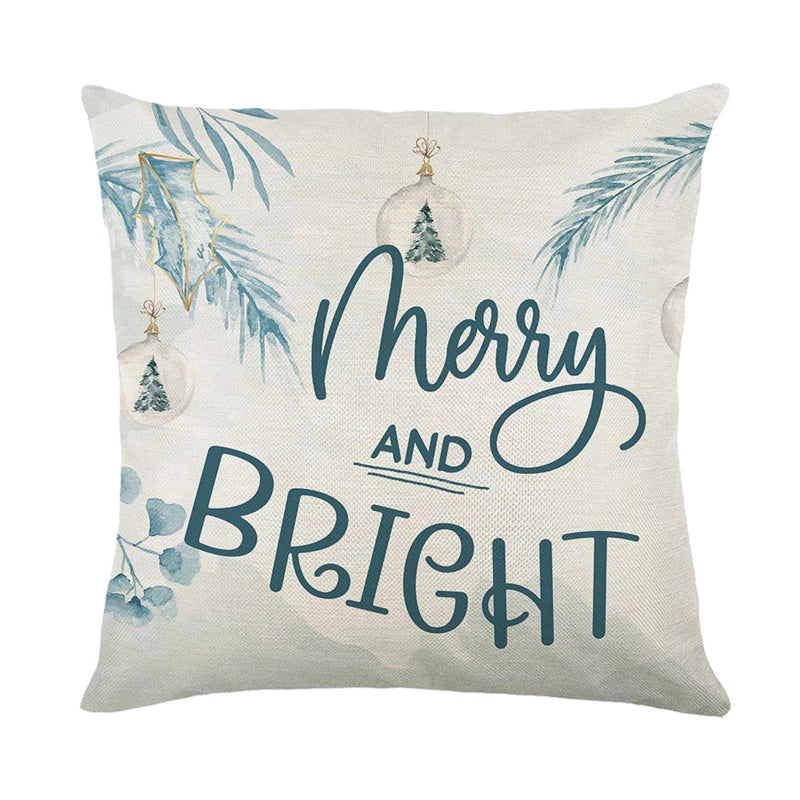 4 PCS Set Christmas Linen Snowman-Elk-Yarn Mittens-Christmas Tree-Wreath Plaid Throw Pillows/Colors-White/Red/Gray/Plaid