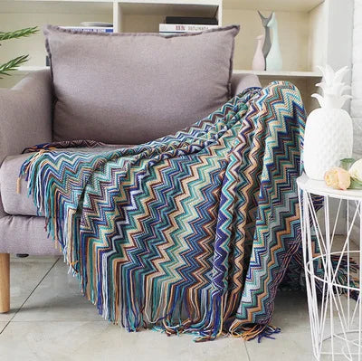 Boho Rectangle Plaid Geometric-Aztec Baja Polyester-Cotton Wearable Blankets Wall Hanging Tapestries/Colors-Multicolor/Orange/Beige