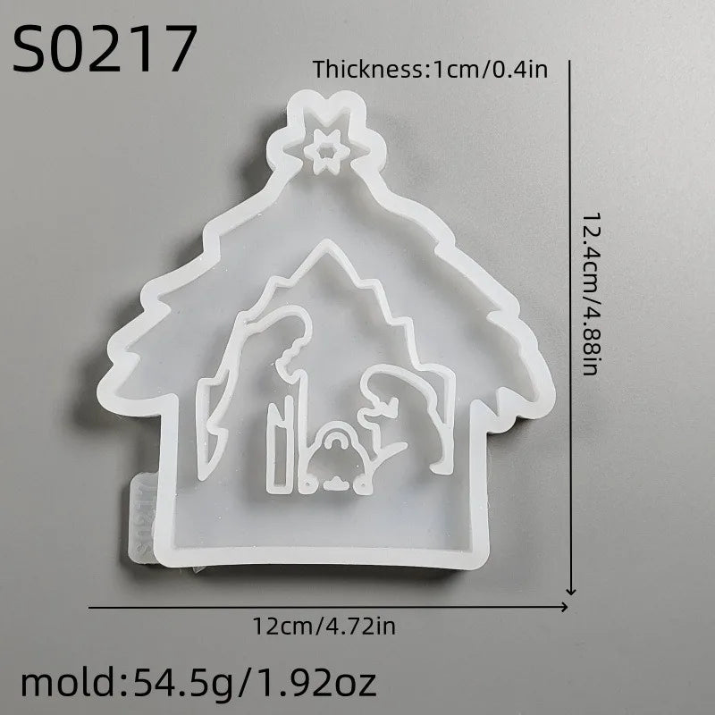 No-EN-Name-Null DIY Christmas Nativity Scene Of Mary-Joseph-Baby Jesus Birth In A Manger In A Stable Silicone Resin Milky White Craft Molds