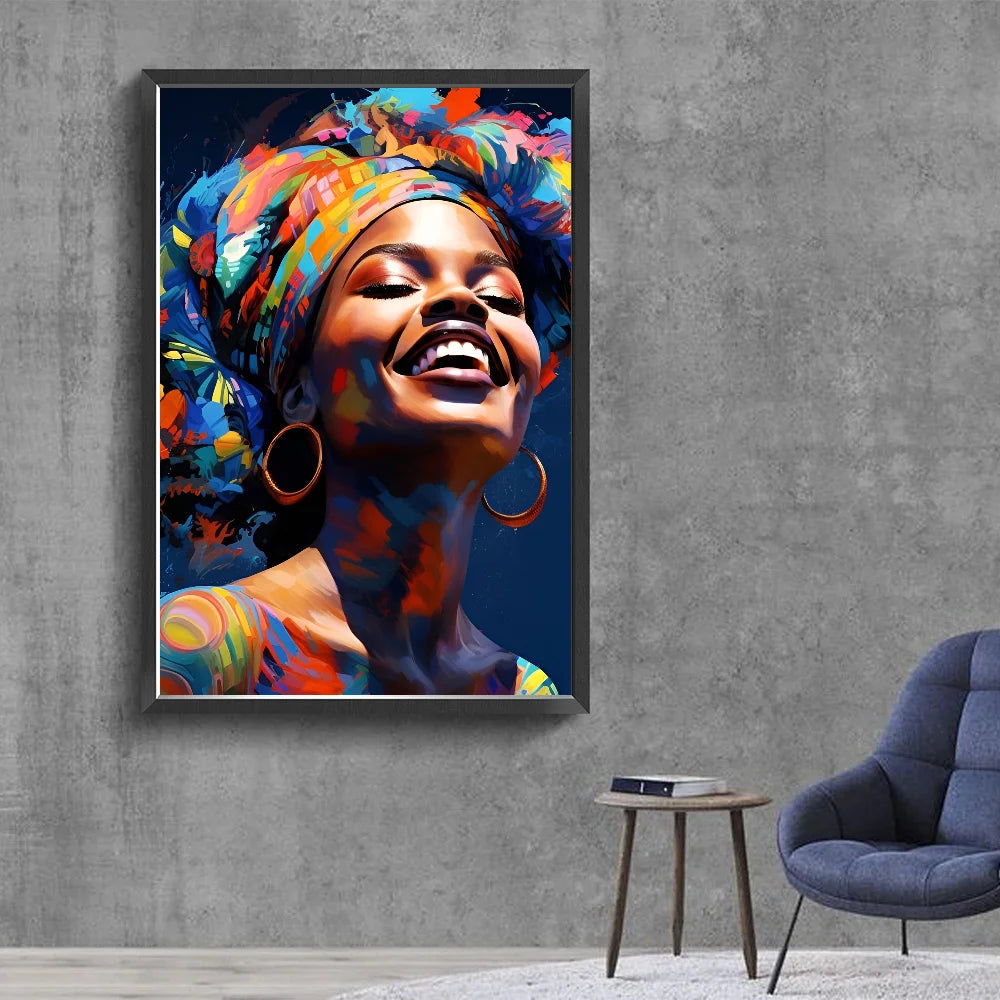 No-EN-Name-Null Modern Retro Unframed Waterproof Rectangle Shaped Vivid Multicolor HD Movie-TV Graffiti Beautiful African Woman Singer-Musician Art Posters / Colors-Black/Multicolor