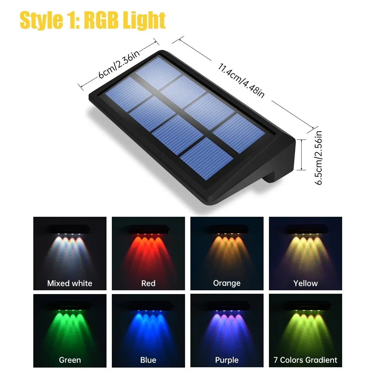 AMARYLLIS ART DECO Style Outdoor Waterproof Dimmable Warm White LED Lights RGB Changing Colors Black Rectangle Shaped Plastic Body Solar-Powered Lithium Battery Step Lights Landscape Pathway Lighting /Colors-Black/White/Multicolor