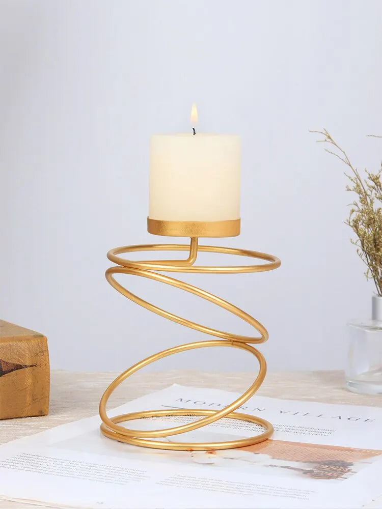 Small Creative Round Rings Iron Tealight Candleholders/Colors-Gold/Black