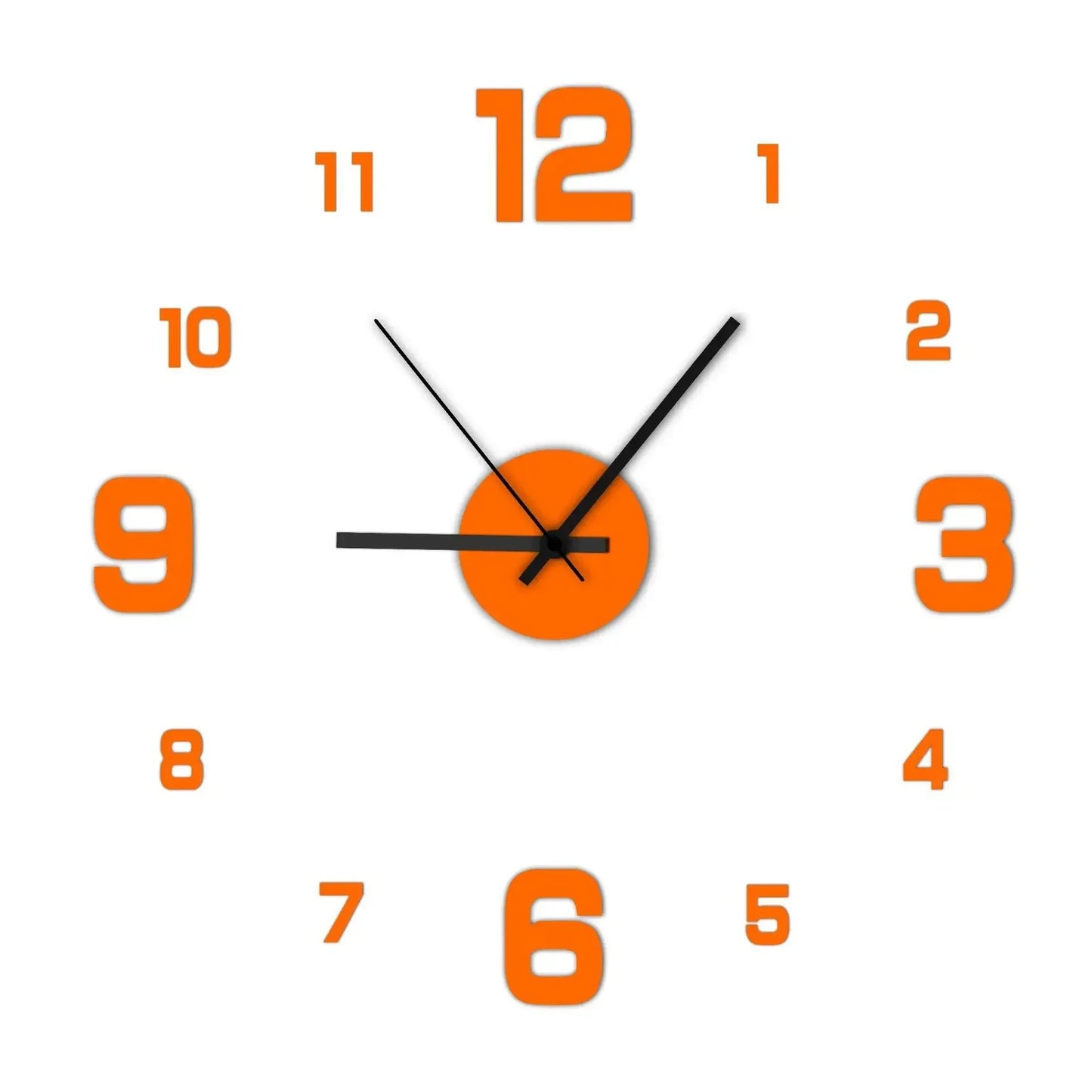 Modern Frameless Silent Large 3D DIY Quartz Digital Single Face Wall Clock Acrylic Mirror Stickers/Battery Powered/Colors-Black/Red/Gold/Orange
